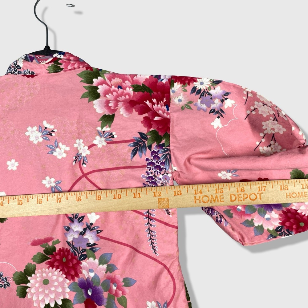From Fire Kimono Robe Womens XS Pink Garden Bird Floral Satin Lounge No Belt - Picture 5 of 7
